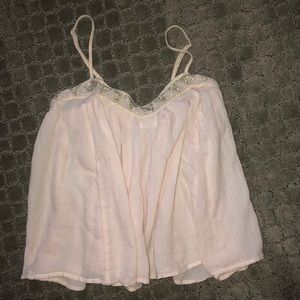 American Eagle Pink tank top with beaded top